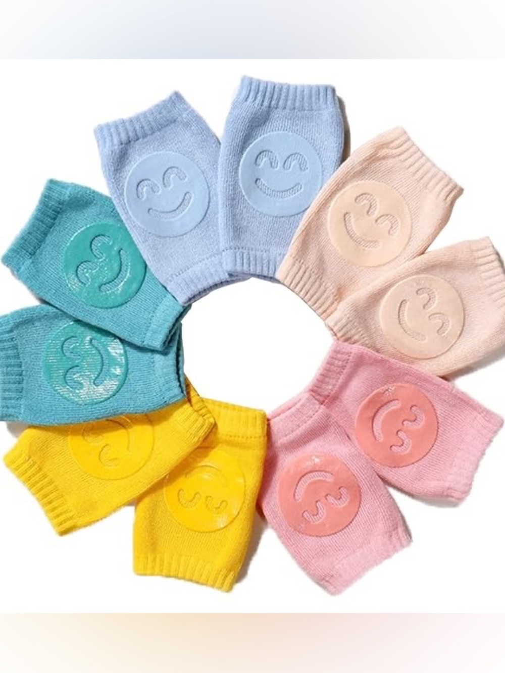 Baby Knee Pads for Crawling - Pastel Pack Soft Cotton Multicolor One Size 5-Pack